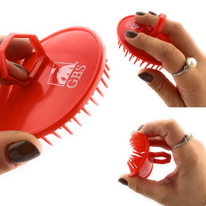 G.B.S Dandruff Cleaning Hair Scalp Brush, Red, Pack of 2 - Image 4