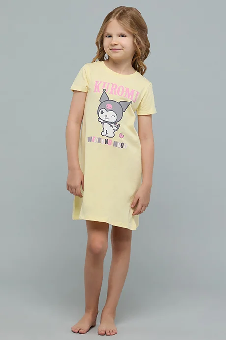 R&B Kuromi Print Nightdress with Crew Neck and Short Sleeves