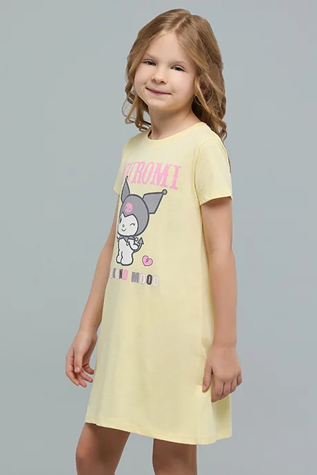R&B Kuromi Print Nightdress with Crew Neck and Short Sleeves