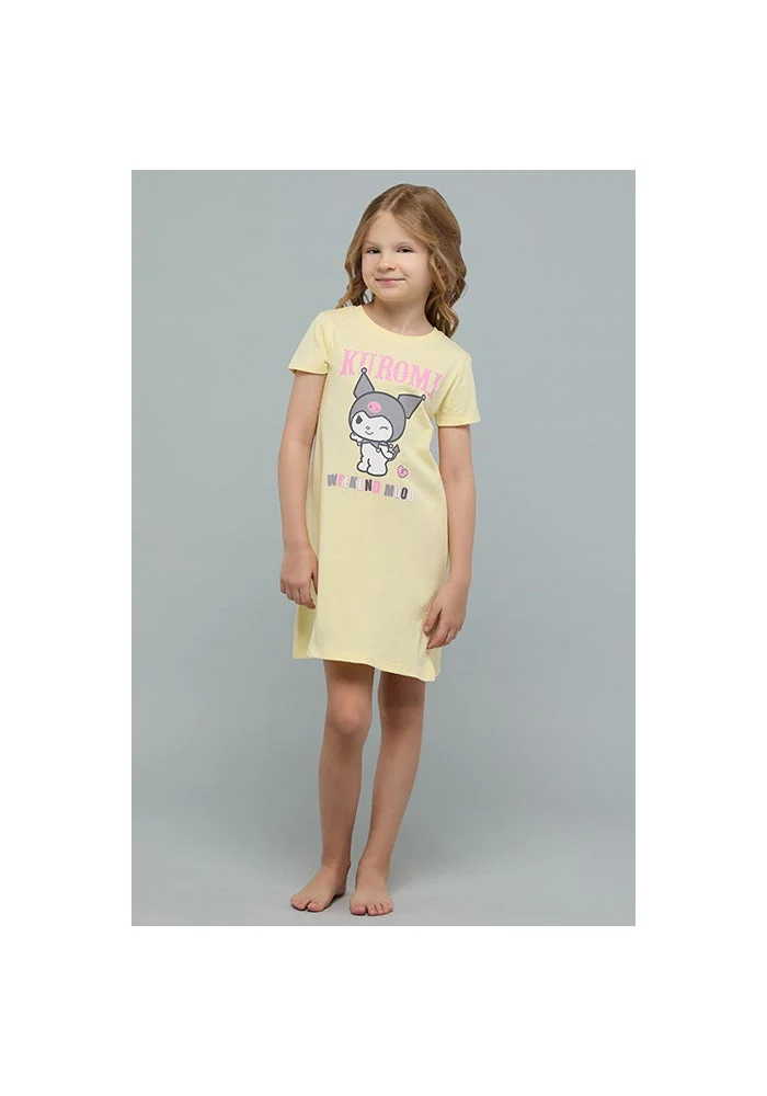 أر أند بي Kuromi Print Nightdress with Crew Neck and Short Sleeves