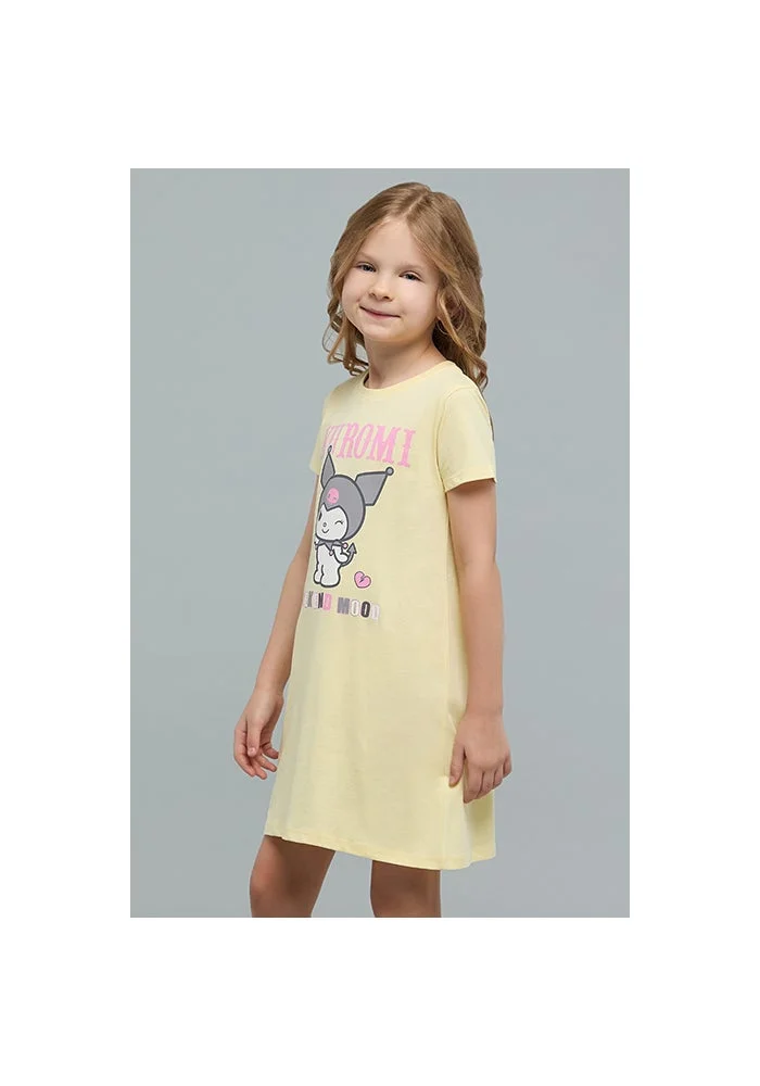 أر أند بي Kuromi Print Nightdress with Crew Neck and Short Sleeves
