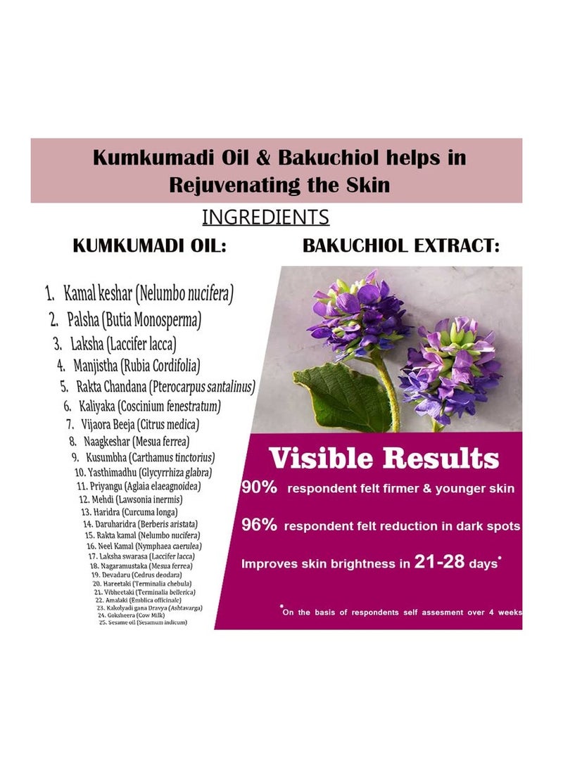 Urbaano Herbal Kumkumadi Tailam Face Serum Bakuchiol Ayurvedic Face oil for Glowing Skin - Image 3