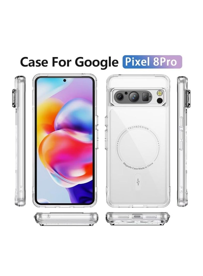 Magnetic Google Pixel 8 Pro Phone Case, MagSafe Compatible Shockproof Clear Case 【Wireless Charging】 Ultra Thin and Light Silicone Case - Image 2