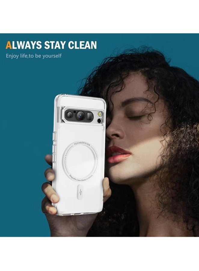 Magnetic Google Pixel 8 Pro Phone Case, MagSafe Compatible Shockproof Clear Case 【Wireless Charging】 Ultra Thin and Light Silicone Case - Image 3