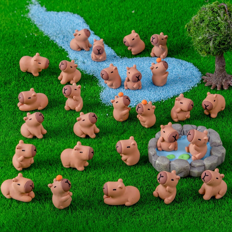 Nerfcareani 56PCS Mini Capybara Figurines - Adorable Resin Animal Decor Set for Home Office Desk, Zen Garden, Sensory Bins & Collector Displays (Cute Waterproof Figurines) - Image 2
