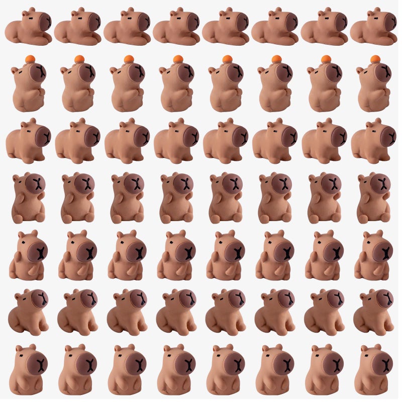 Nerfcareani 56PCS Mini Capybara Figurines - Adorable Resin Animal Decor Set for Home Office Desk, Zen Garden, Sensory Bins & Collector Displays (Cute Waterproof Figurines) - Image 1