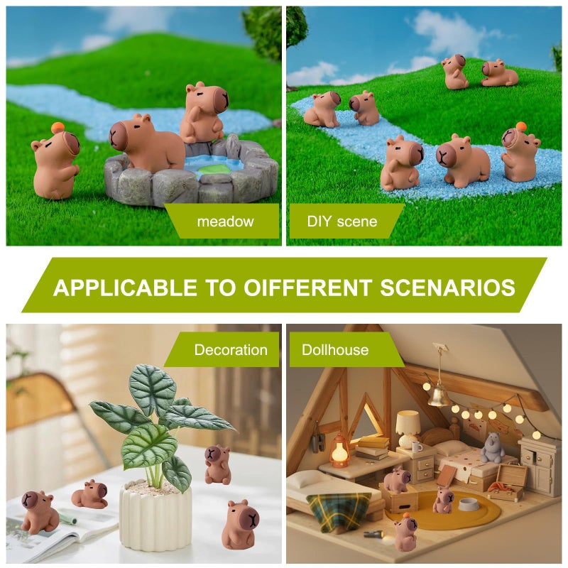 Nerfcareani 56PCS Mini Capybara Figurines - Adorable Resin Animal Decor Set for Home Office Desk, Zen Garden, Sensory Bins & Collector Displays (Cute Waterproof Figurines) - Image 5