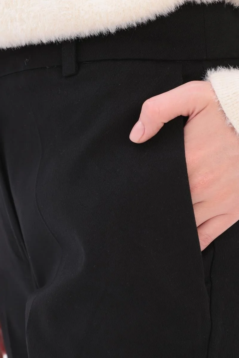 Allday Black-Ornamental Pocket Flap Darted Carrot Trousers