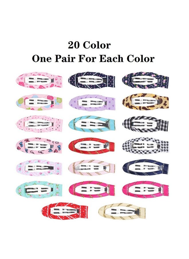 Liasun 40pcs/pack 2 Inch No Slip Snap Hair Clips Ribbon Wrapped Barrettes for Girls Toddlers Kids Women Accessories(Pairs 40pcs/set)  - Image 2