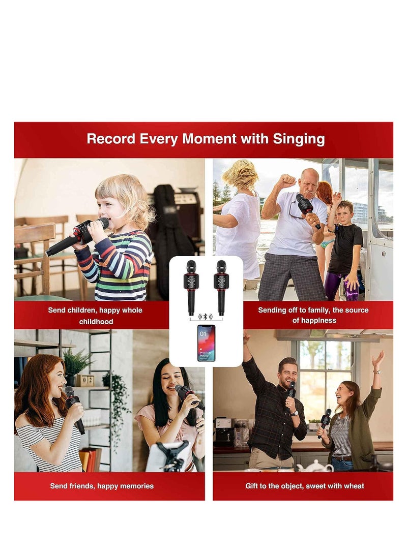 Furtey - Karaoke Microphone Wireless Bluetooth with Dual Singing Function Portable Handheld with Speaker Singing for Birthday Home KTV Party Gift of Kids Adults - Image 1
