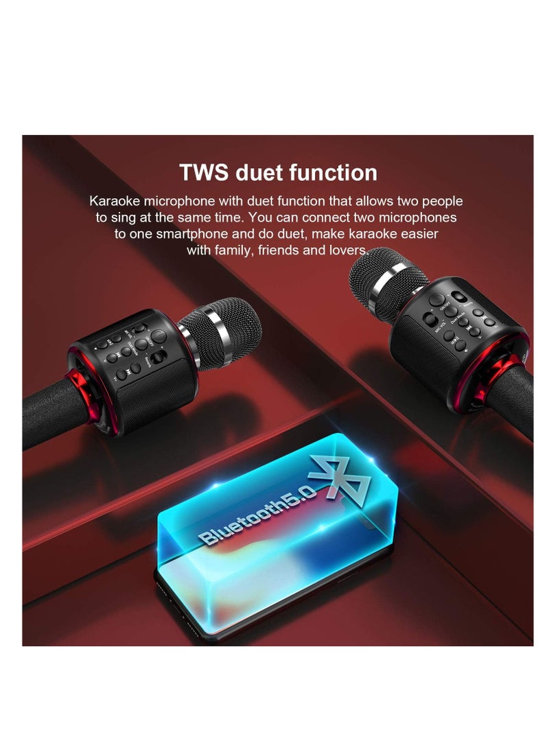 Furtey - Karaoke Microphone Wireless Bluetooth with Dual Singing Function Portable Handheld with Speaker Singing for Birthday Home KTV Party Gift of Kids Adults - Image 1