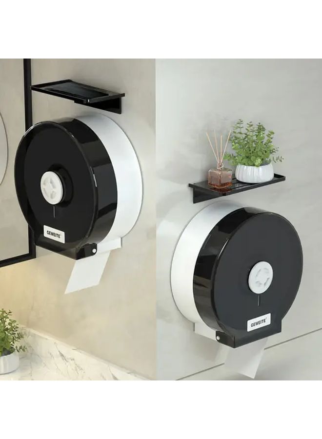 Black No Drill Wall Mount Toilet Paper Holder Plastic Large Capacity - Image 5