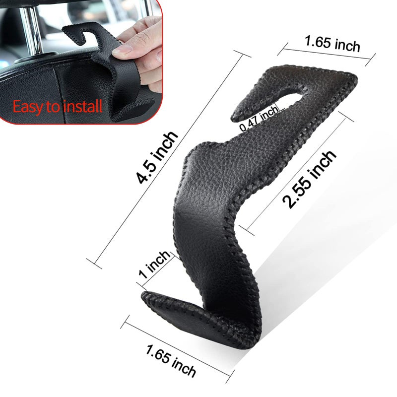 yicheyiyou Car Hooks Universal Car Vehicle Back Seat Headrest Hanger Holder Hook Microfiber Leather & Stainless Steel for Bag Purse Cloth Drink Grocery (Black) - Image 2