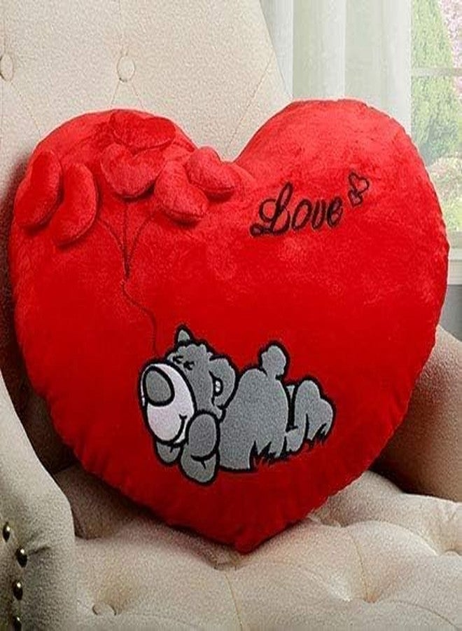 Delicado Velvet Huggable Heart Shape Sleeping Dog Soft Plush Stuffed Cushion Pillow Toy Red - Image 1