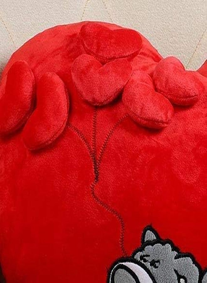 Delicado Velvet Huggable Heart Shape Sleeping Dog Soft Plush Stuffed Cushion Pillow Toy Red - Image 3