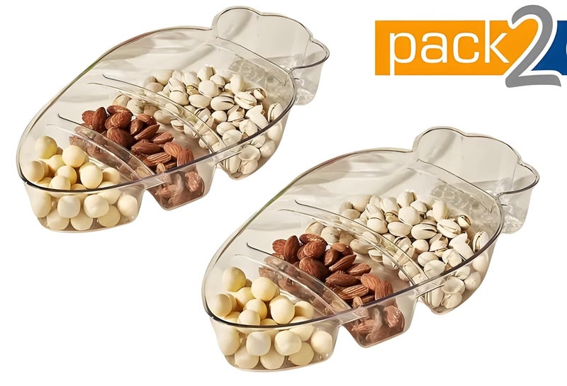 Breewell Candy Dish Pattern Dry Fruit Tray Plate with Kitchen Storage Container Stylish and Unique Serving Bowls with Tray Container for Home and Office and Party 2 Pcs - Image 2