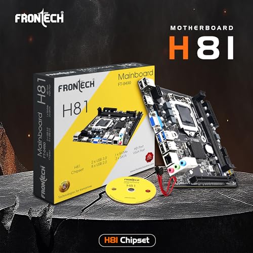 FRONTECH H81 Chipset Motherboard with 2 x DDR3 RAM Slots LGA1150 Supports | 2 x USB 3.0, 6 x USB 2.0 | 3 x SATA Slots | NVME Slots| 1 x PCIE x 16| 1 x HDMI| 1 x VGA (FT-0490, Black) - Image 2