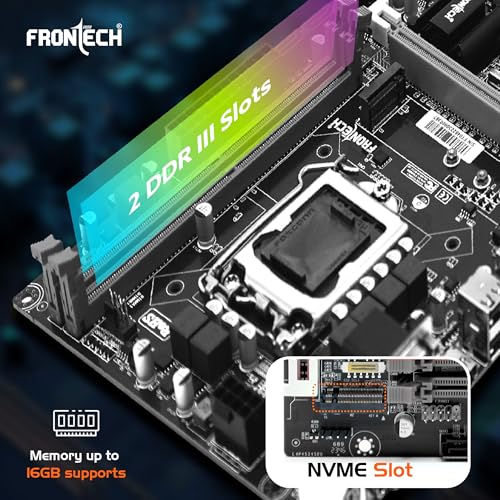 FRONTECH H81 Chipset Motherboard with 2 x DDR3 RAM Slots LGA1150 Supports | 2 x USB 3.0, 6 x USB 2.0 | 3 x SATA Slots | NVME Slots| 1 x PCIE x 16| 1 x HDMI| 1 x VGA (FT-0490, Black) - Image 5