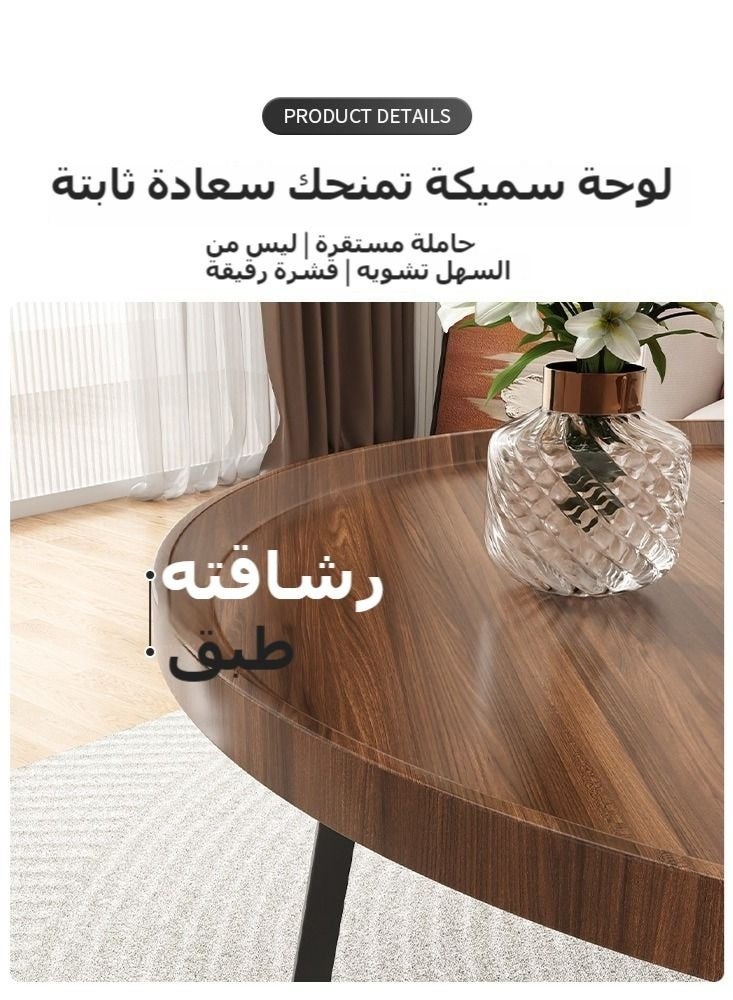 والالا مجموعة من طاولتين قهوة متداخلتين، طاولة قهوة خشبية من خشب الجوز، طاولة قهوة ريفية منتصف القرن، طاولات قهوة دائرية حديثة طاولة مركزية لغرفة المعيشة وغرفة النوم وأثاث المكتب سهلة التجميع، 50 سم + 70 سم - Image 3