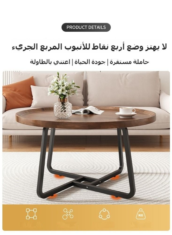 والالا مجموعة من طاولتين قهوة متداخلتين، طاولة قهوة خشبية من خشب الجوز، طاولة قهوة ريفية منتصف القرن، طاولات قهوة دائرية حديثة طاولة مركزية لغرفة المعيشة وغرفة النوم وأثاث المكتب سهلة التجميع، 50 سم + 70 سم - Image 2