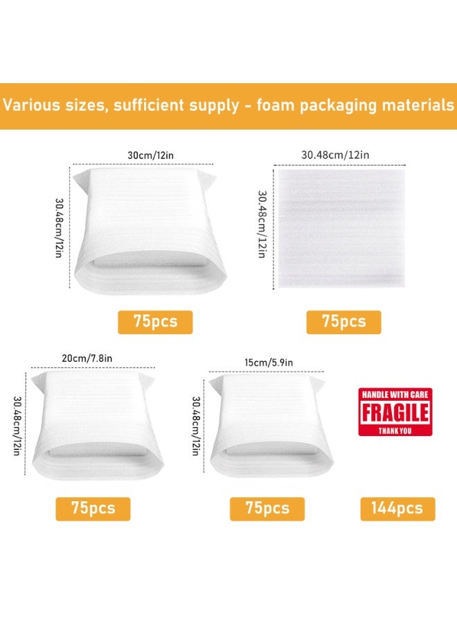 Generic 440 pcs Moving Packaging Supplies, 225 buffer bags, 3 sizes (12x12 ", 12x7.8", 12x5.9 "), 75 foam sheets. 140 fragile stickers are provided to cushion the packaging of mobile foam packaging bags.  - Image 2