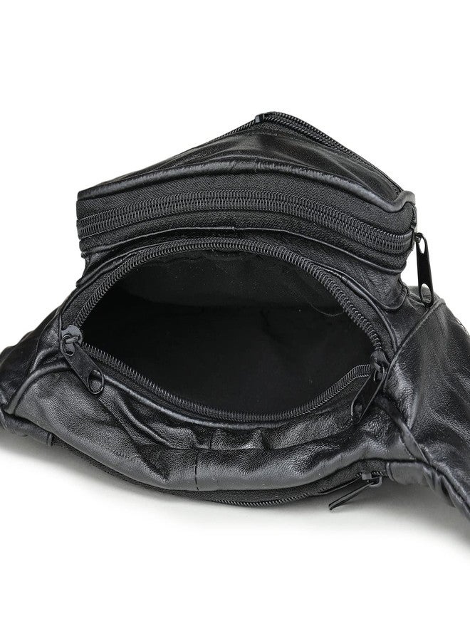K London Stylish Real Leather Black Waist Bag Elegant Style Travel Pouch Passport Holder with Adjustable Strap(1240_Black) - Image 5