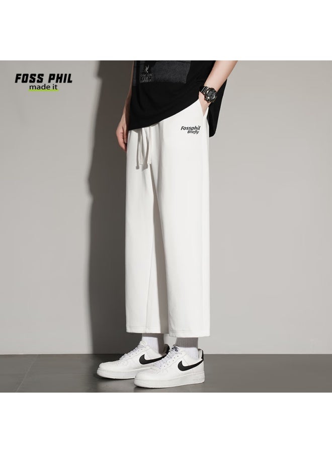 Foss Phil Men's Casual Pants Spring/summer Fashion Brand Nine-point Loose-fit Sports Straight-leg Men's Pants Fpk15 White XL - Image 4