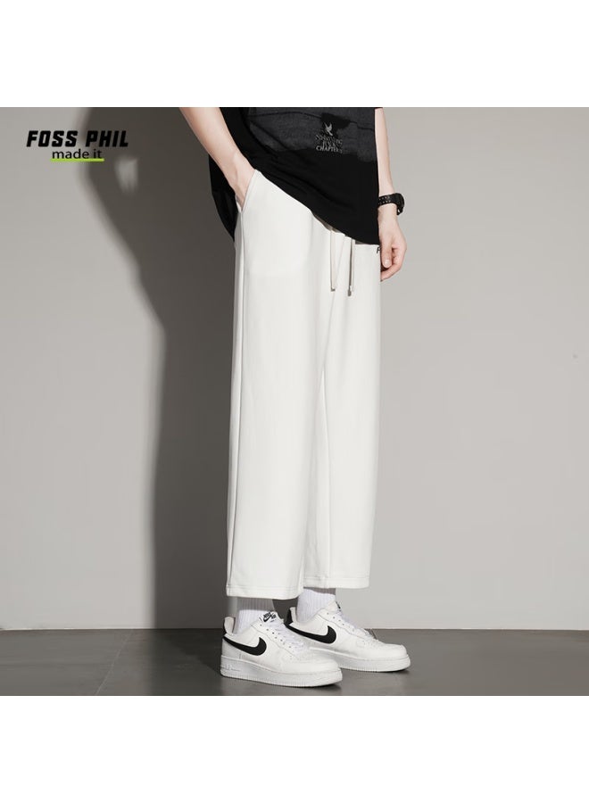 Foss Phil Men's Casual Pants Spring/summer Fashion Brand Nine-point Loose-fit Sports Straight-leg Men's Pants Fpk15 White XL - Image 5