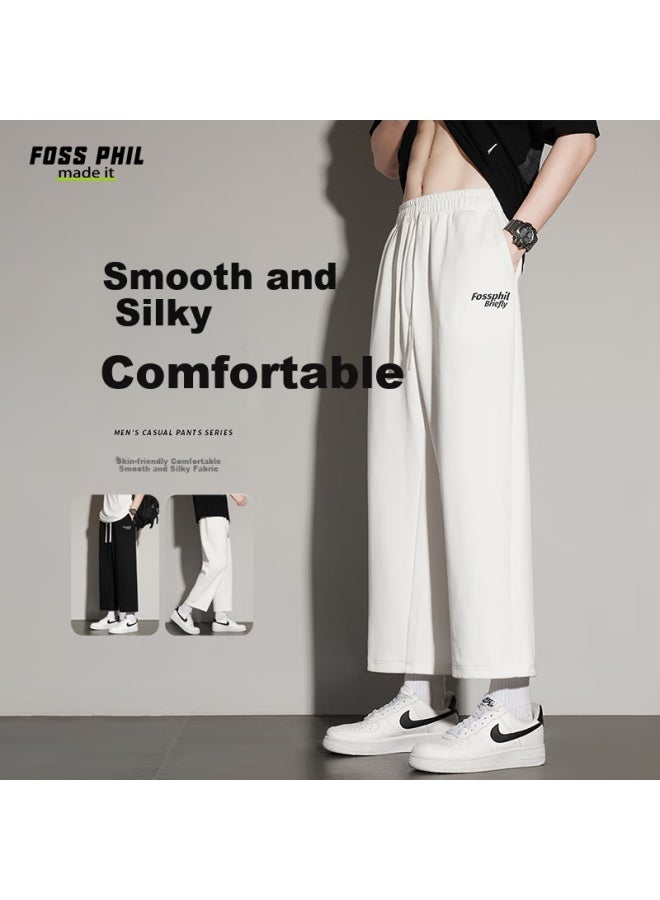 Foss Phil Men's Casual Pants Spring/summer Fashion Brand Nine-point Loose-fit Sports Straight-leg Men's Pants Fpk15 White XL - Image 1