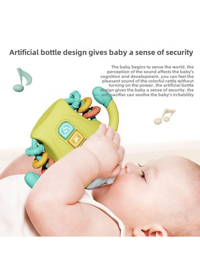 Baby Bottle Pumping Music Baby Press Early Education Toys Can Bite Music Hand Rattle Hand Drum Wholesale-Color:Cartoon White Cow Hand Drum - Image 3