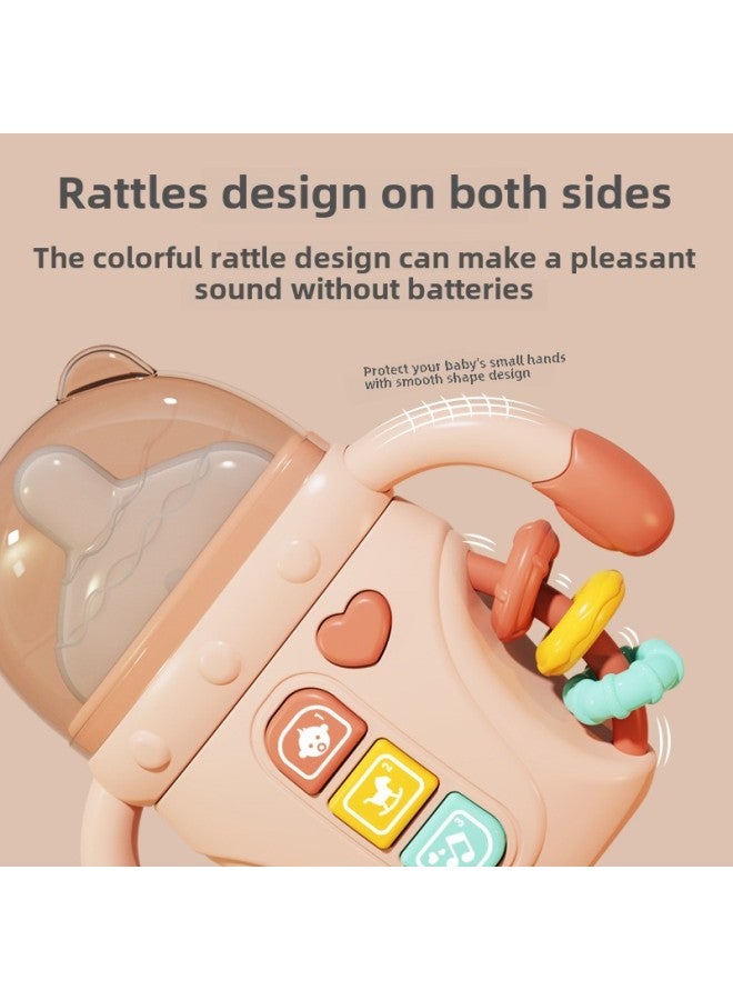 Baby Bottle Pumping Music Baby Press Early Education Toys Can Bite Music Hand Rattle Hand Drum Wholesale-Color:Cartoon White Cow Hand Drum - Image 4