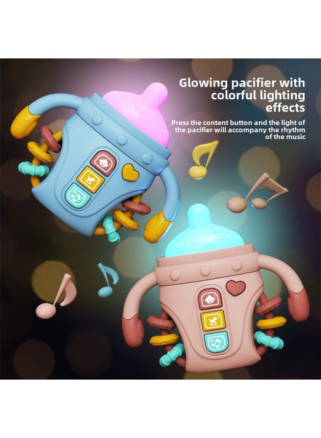 Baby Bottle Pumping Music Baby Press Early Education Toys Can Bite Music Hand Rattle Hand Drum Wholesale-Color:Cartoon White Cow Hand Drum - Image 5