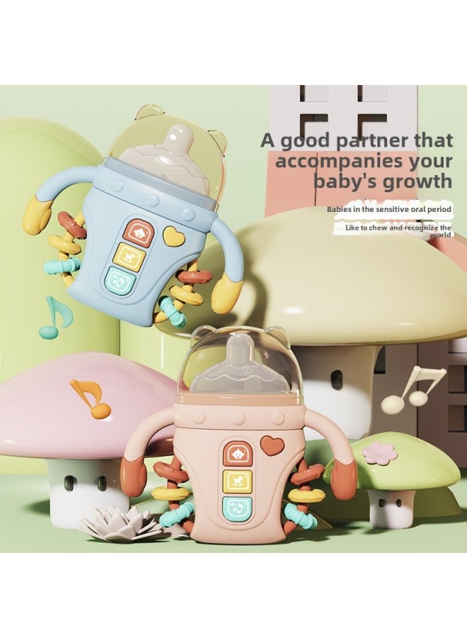 Baby Bottle Pumping Music Baby Press Early Education Toys Can Bite Music Hand Rattle Hand Drum Wholesale-Color:Cartoon White Cow Hand Drum - Image 2