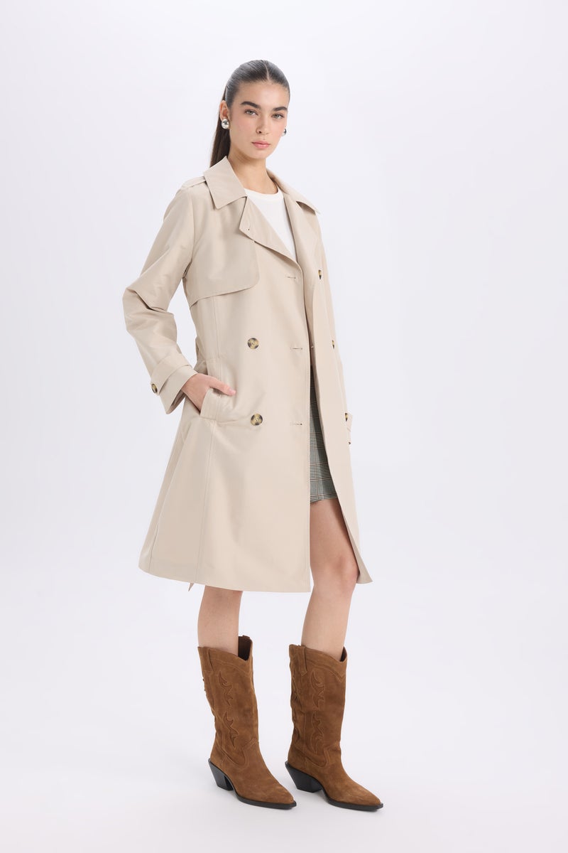 DeFacto Woman Buttoned Belted Waterproof Trench Coat  - Image 3