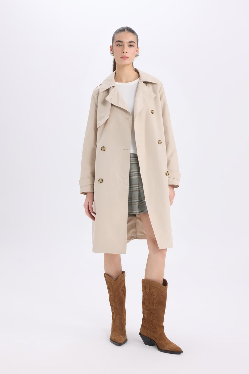 DeFacto Woman Buttoned Belted Waterproof Trench Coat  - Image 2