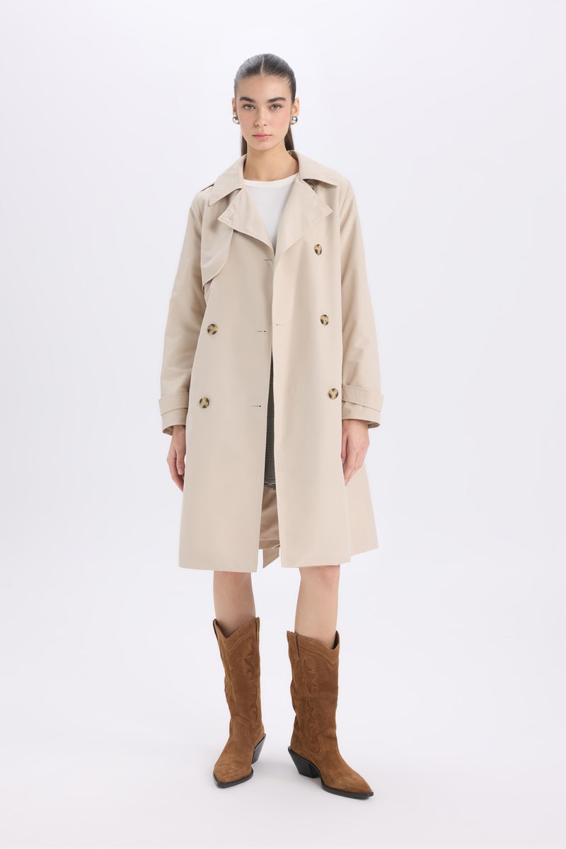 DeFacto Woman Buttoned Belted Waterproof Trench Coat  - Image 1