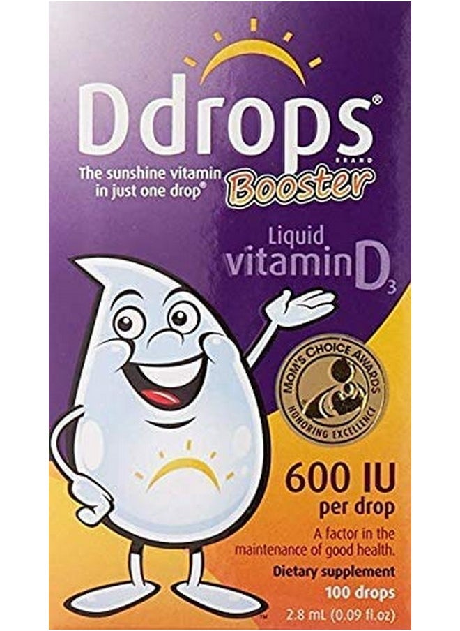 دي دروبس Ddrops، معزز، فيتامين د3 السائل، 600 وحدة دولية، عبوتان (0.09 أونصة سائلة (2.8 مل)) Ddrops Booster هو فيتامين د السائل 
