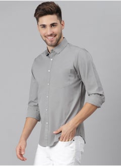 Dennis Lingo Men's Slim Fit Slate Grey Casual Cotton Spread Shirt  - Image 2