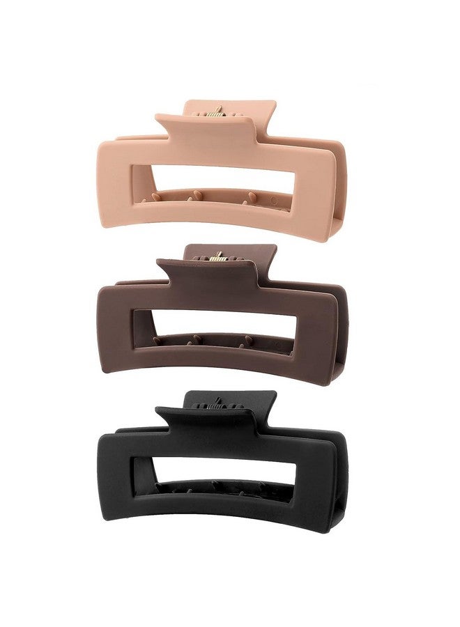 Minta Hair Claw Clips Strong Hold Rectangle Hair Claw Matte Solid Color (Neutral) - Image 1