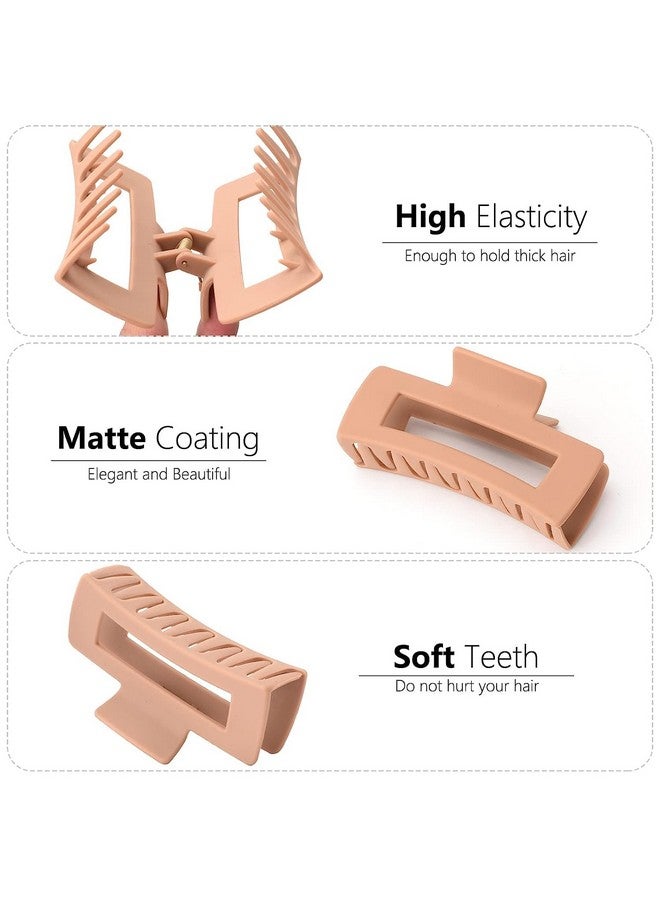 Minta Hair Claw Clips Strong Hold Rectangle Hair Claw Matte Solid Color (Neutral) - Image 3