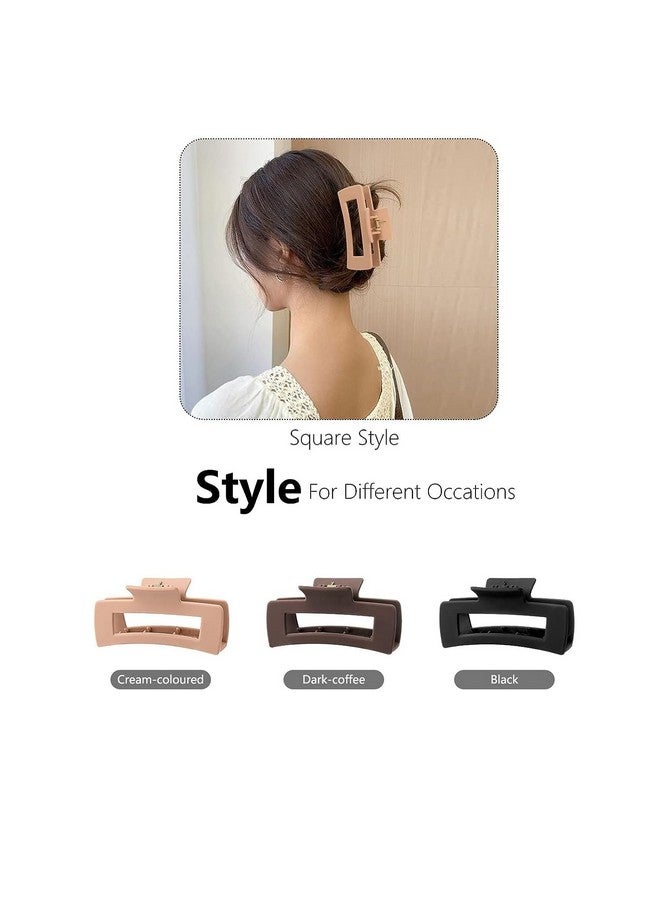 Minta Hair Claw Clips Strong Hold Rectangle Hair Claw Matte Solid Color (Neutral) - Image 2