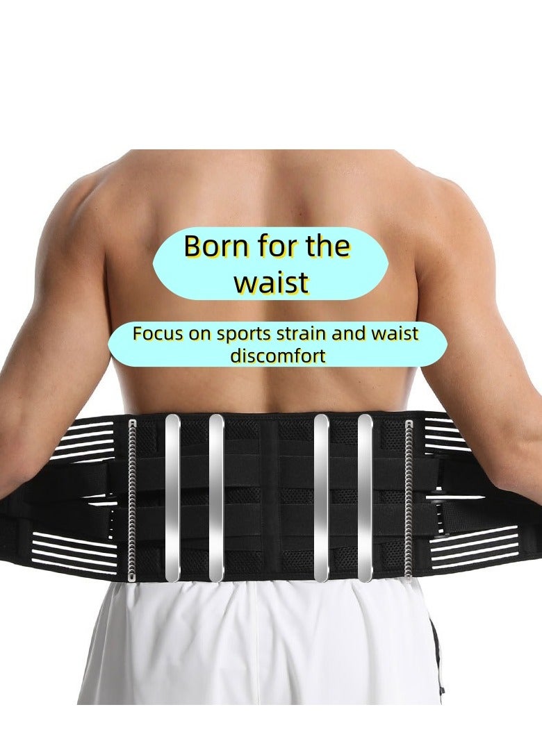 دعامة ظهر لتخفيف آلام أسفل الظهر مع وسادة قطنية ثلاثية الأبعاد، 6 أحزمة دعم للظهر مع أحزمة قابلة للاستبدال للرجال/النساء، نسيج شبكي ناعم وجيد التهوية لدعم قطني للقرص المنفتق (مقاس كبير، خصر 3-3.5 قدم، 75-115 سم) - Image 4