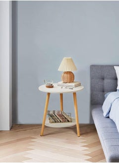 Generic 2-Tier Side Table Round Bedside Table White Nightstand Modern End Table Coffee End Table for Living Room, Bedroom Easy Assembly  - Image 4