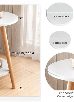Generic 2-Tier Side Table Round Bedside Table White Nightstand Modern End Table Coffee End Table for Living Room, Bedroom Easy Assembly  - Image 5