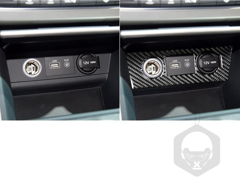 PJFUS Real Soft Black Carbon Fiber Car Center Console USB Port Panel Charging Power Outlet Frame Trim Sticker Interior Accessories Auto Decoration Decal Compatible with Hyundai Sonata 2015 2016 2017 - Image 4