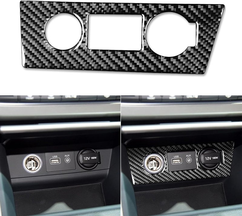 PJFUS Real Soft Black Carbon Fiber Car Center Console USB Port Panel Charging Power Outlet Frame Trim Sticker Interior Accessories Auto Decoration Decal Compatible with Hyundai Sonata 2015 2016 2017 - Image 1
