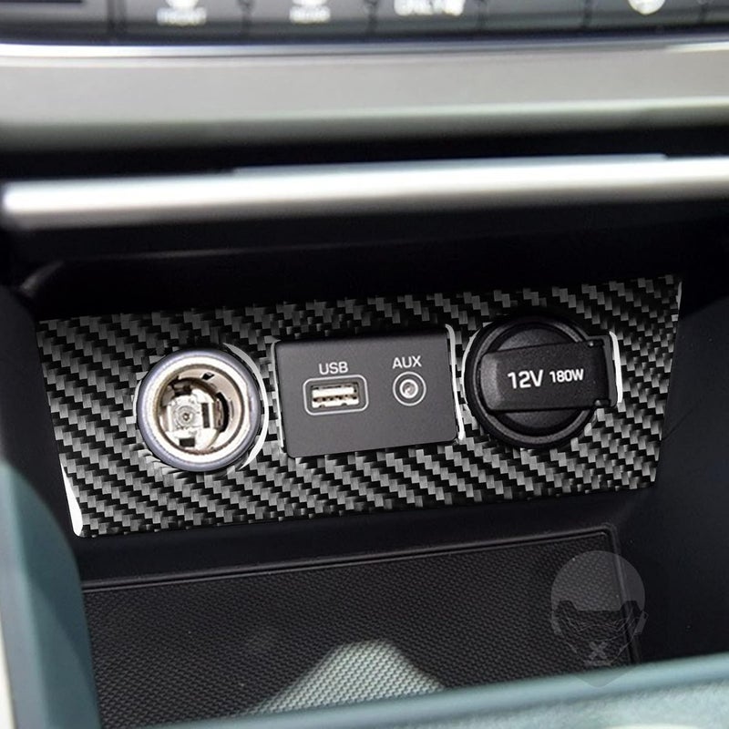 PJFUS Real Soft Black Carbon Fiber Car Center Console USB Port Panel Charging Power Outlet Frame Trim Sticker Interior Accessories Auto Decoration Decal Compatible with Hyundai Sonata 2015 2016 2017 - Image 2