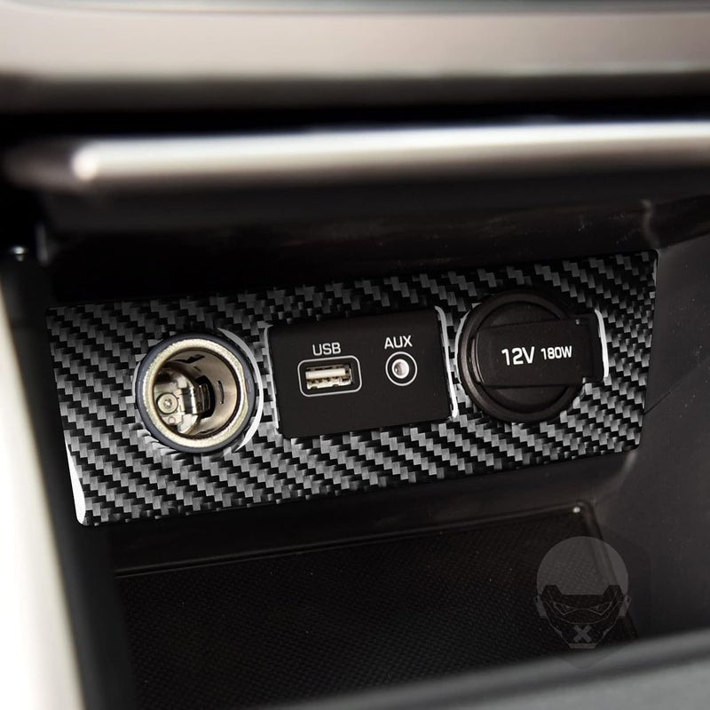 PJFUS Real Soft Black Carbon Fiber Car Center Console USB Port Panel Charging Power Outlet Frame Trim Sticker Interior Accessories Auto Decoration Decal Compatible with Hyundai Sonata 2015 2016 2017 - Image 3