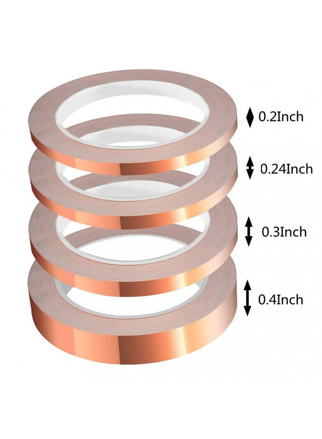 SUMAJU 4 Pack Copper Foil Tape with Conductive Adhesive 4 Sizes (0.2/0.24/0.3/0.4Inch) x22Yards for Guitar and EMI Shielding, Crafts, Electrical Repairs, Grounding - Image 2