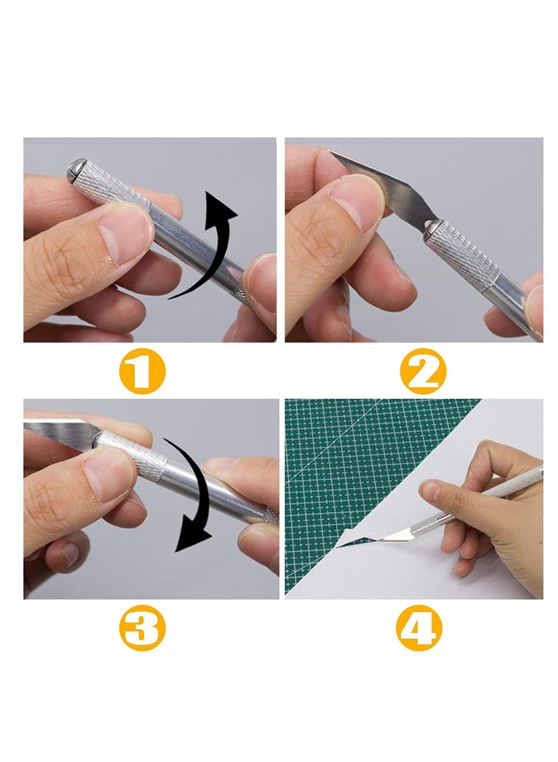 Zikra Precision Carving Knife Kit, Craft Hobby with 40 PCS Exacto Blades, Ruler, Cutter, Replacement Blades for DIY Art Work Cutting, Scrapbooking, Stencil - Image 3